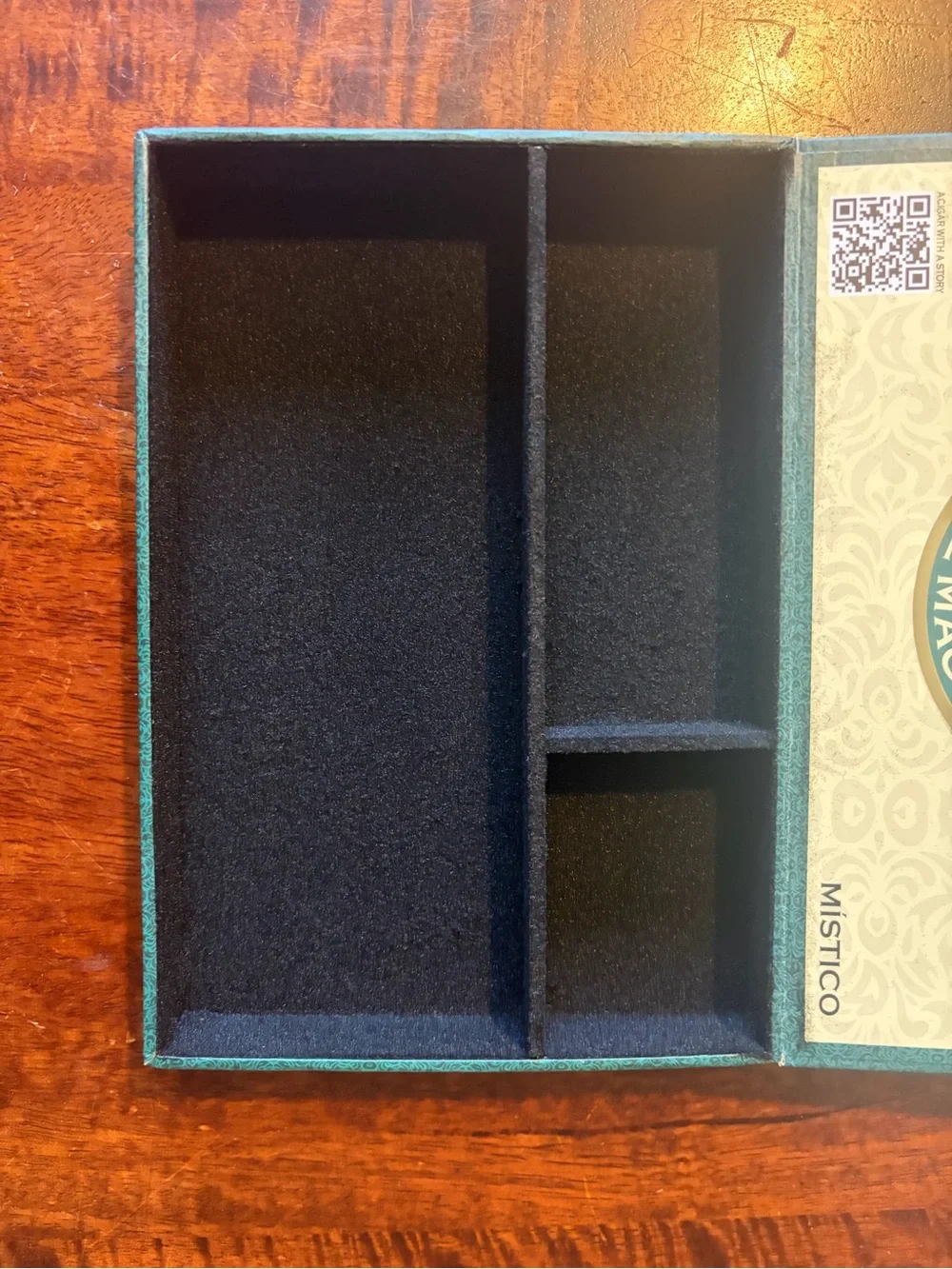 Upcycled El Mago Místico Cigar Box Jewelry Organizer Emerald Green and Black